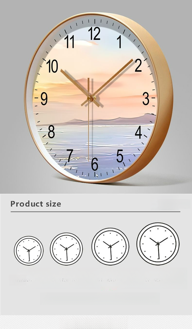 Light Luxury Radio-Controlled Wall Living Room Modern Minimalist Home Fashion 2025 Round Clock Wall-Mounted Landscape_voghion.com