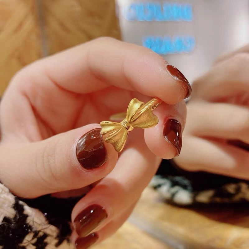 Vietnam gold bogen ring weibliche offenen mund twist ring einfache mode einfache heißer_voghion.com