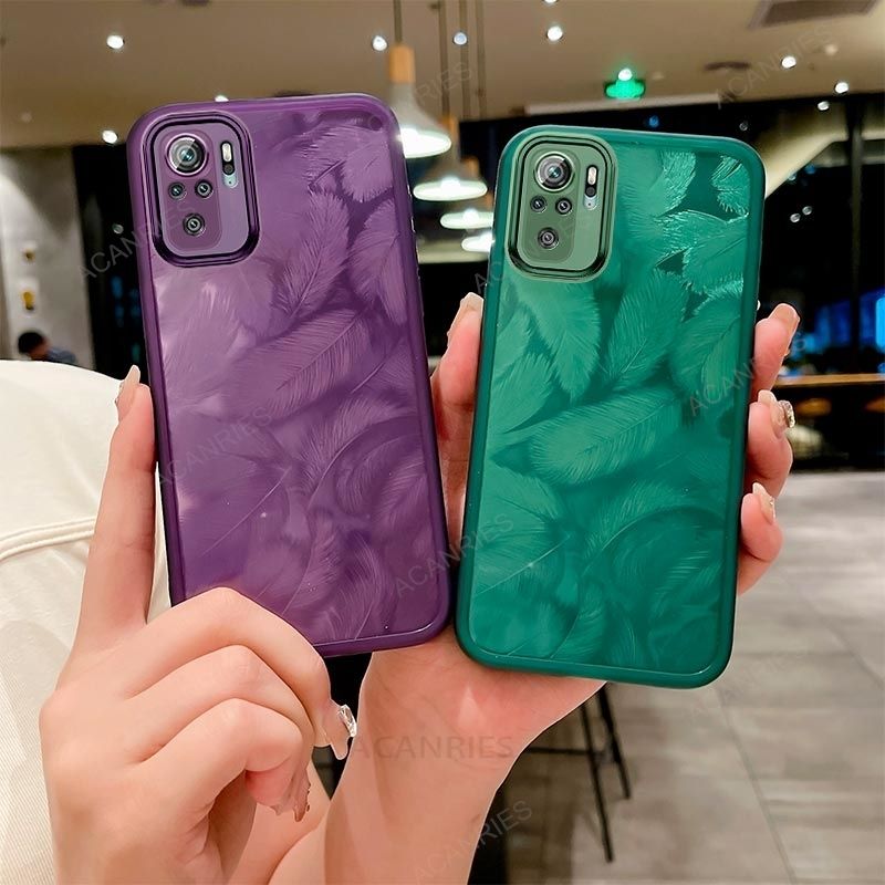 Para Xiaomi Redmi Note 10 4G 5G Pro 10s 10c 10a A1 + A2 Plus Funda de silicona suave con patrón de plumas brillantes Note10 10pro Parte trasera_voghion.com