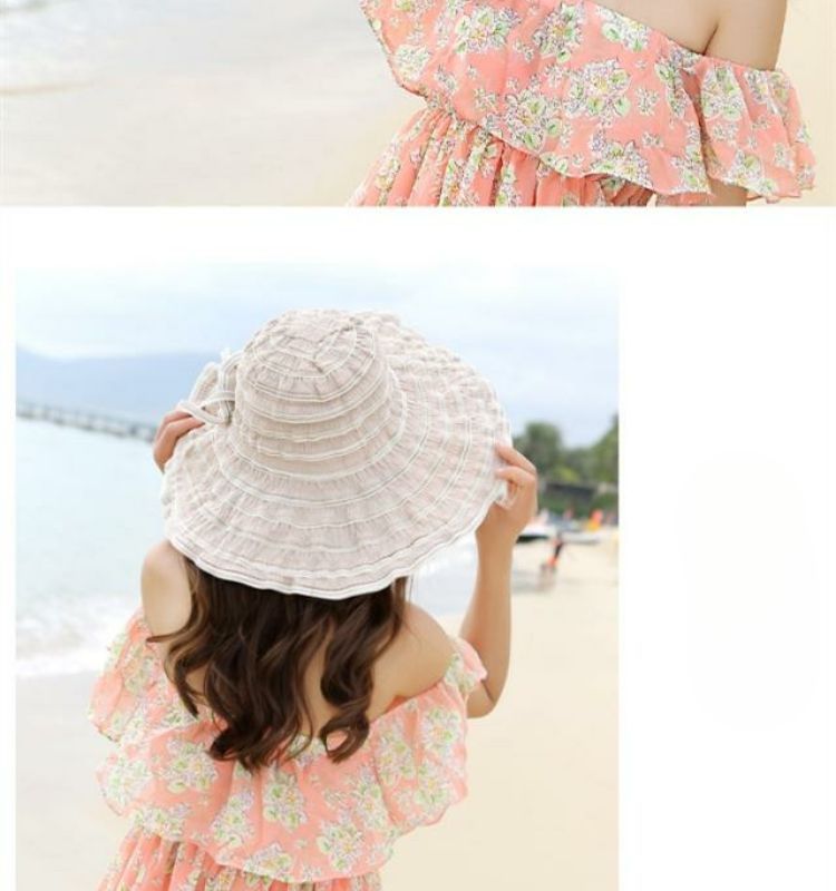 Women Summer Sun Travel UV Protection Foldable Adjustable Wide Brim Hat For Beach_voghion.com