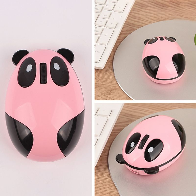 Farfi Wireless Cute Panda Design ABS Mute 2.4G 1200DPI Plug Play Optical Mouse for Desktop_voghion.com