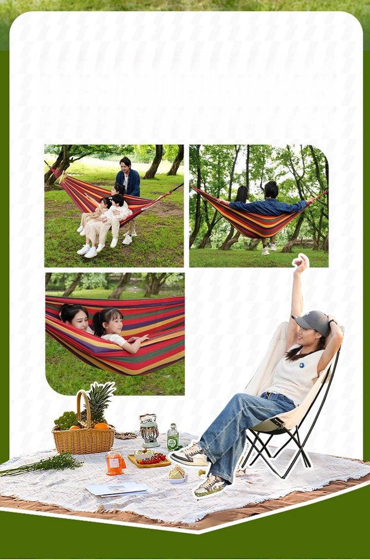 Hammock Swing Adult Thickened Canvas Camping Side Flip Double Person Outdoor Dormitory Indoor Hanging Chair Student_voghion.com