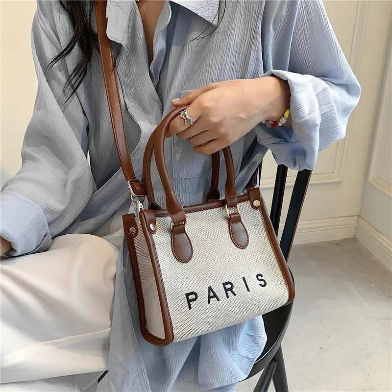 Burminsa Canvas Large Commuting A4 Work Tote Handbags For Women 2023 Trend Luxury Designer Small Ladies Shoulder Crossbody Bags_voghion.com
