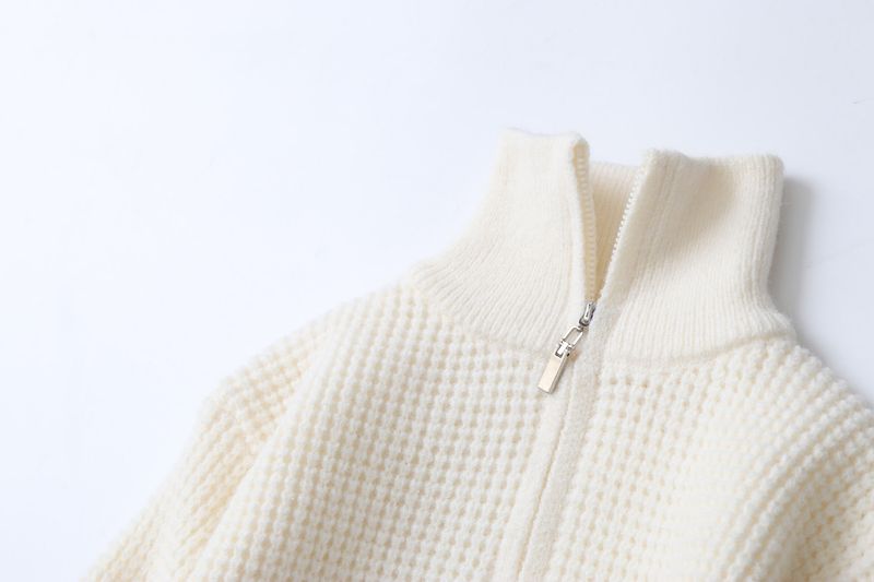 Mother & Kids Half-Zip Lambswool Sweater - Soft & Warm Winter Pullover For Big Kids (8+ Years), Classic Solid Colors (Cream, Coffee, Gray, Navy)_voghion.com