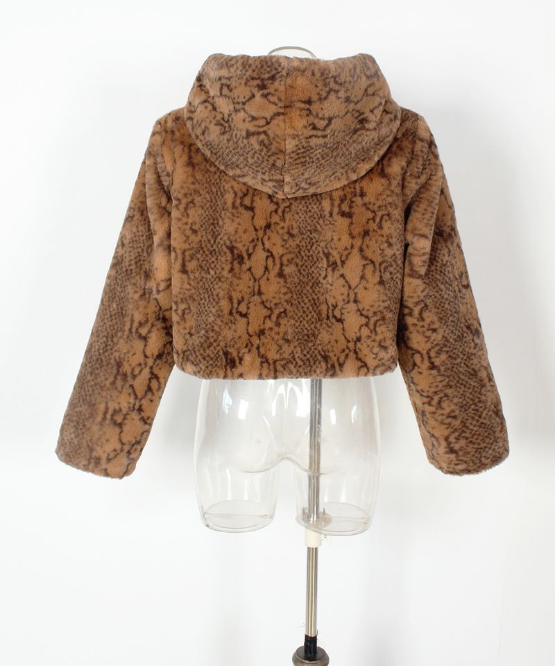 Modischer Kunstpelzmantel mit Kapuze und Leopardenmuster – Plüsch-Kurzjacke für Damen, Winter- und Herbststil_voghion.com