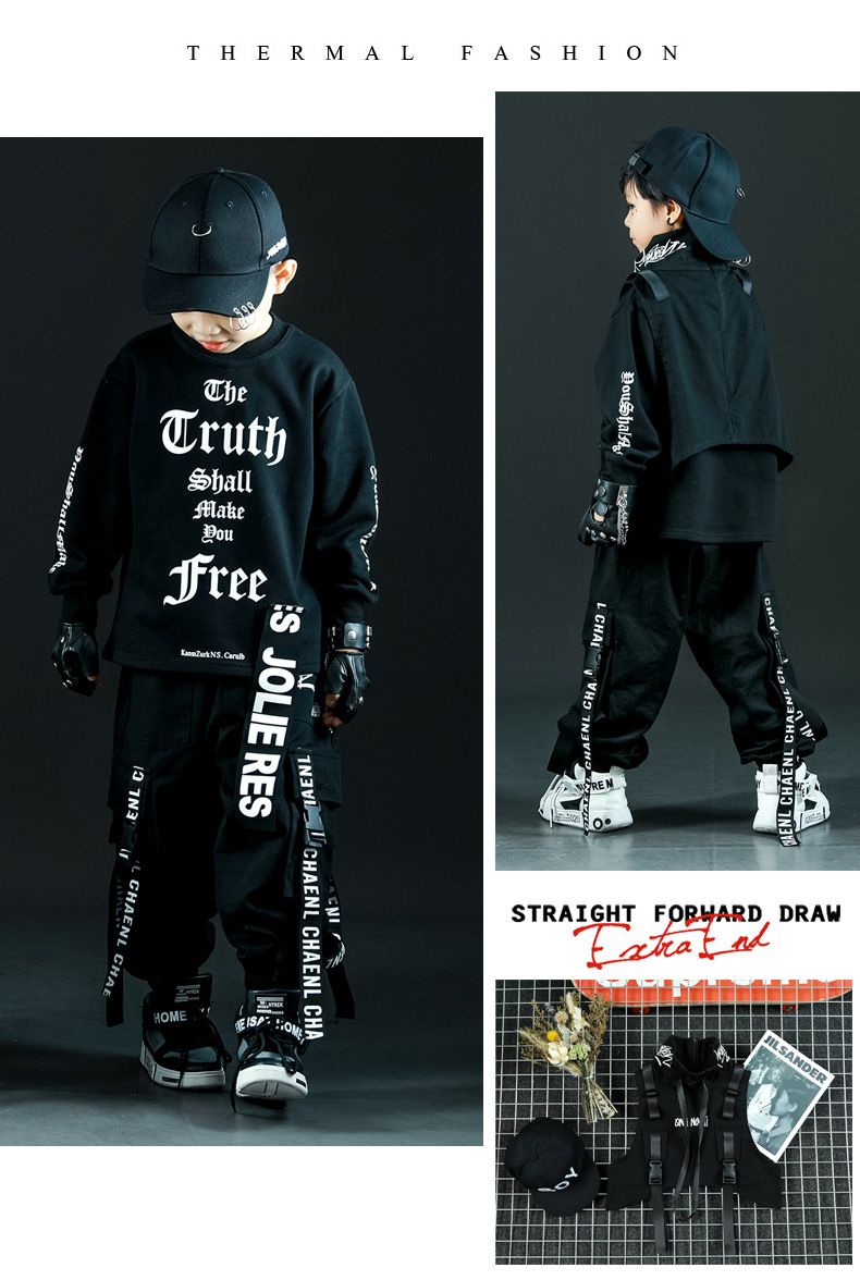 Hiphop-kostume til børn Hiphop-drenges løstsiddende kostume Cuhk Børnedragt Jazz-kostume_voghion.com