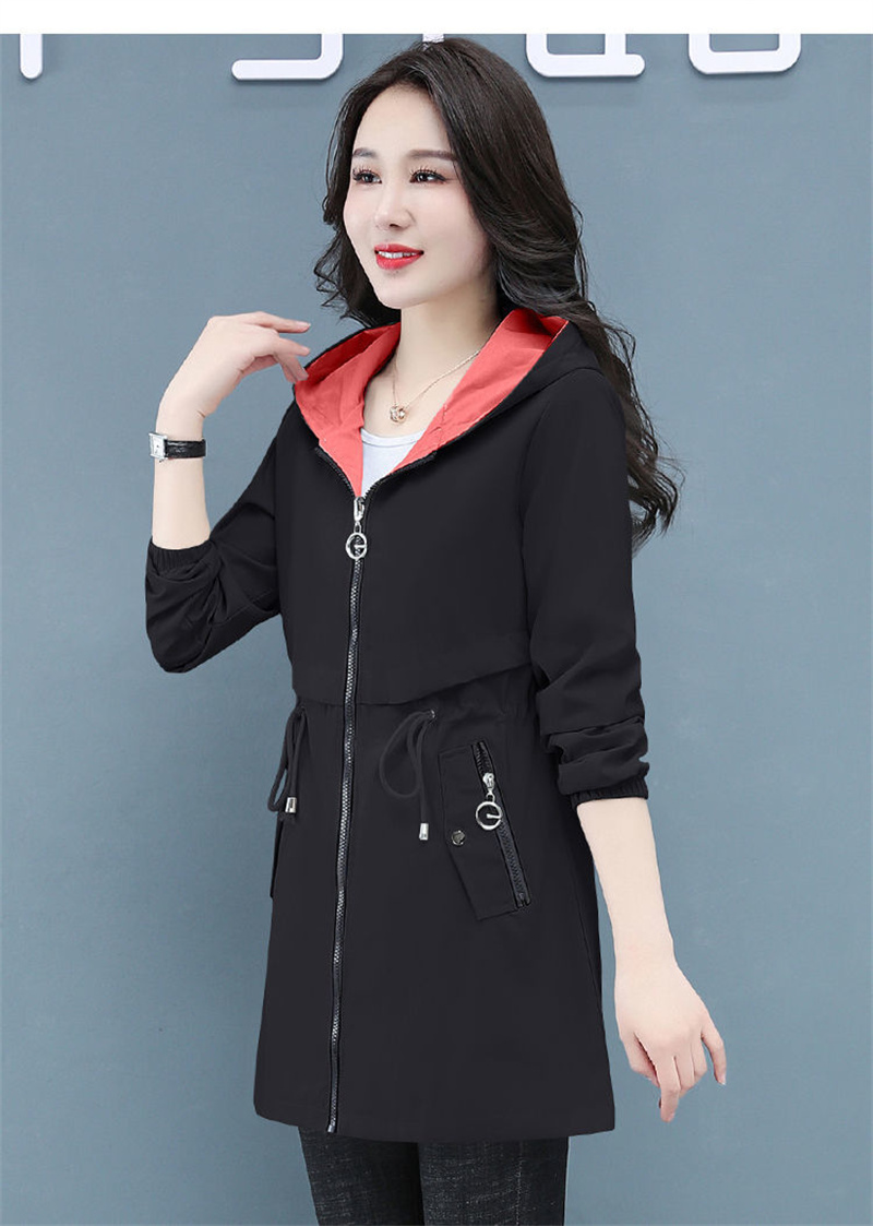 Double-Sided Trench Coat Women 2022 New Spring Autumn Clothes Hooded Large Size Long Windbreaker Jacket Female Outerwear_voghion.com
