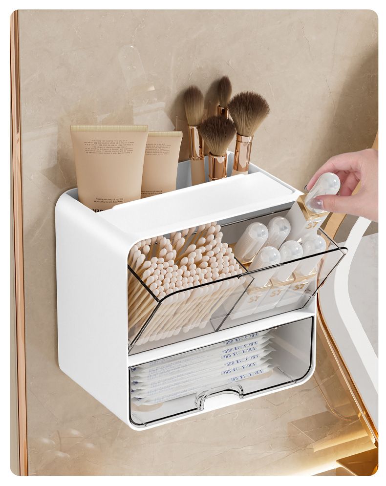 Portaoggetti da parete per accessori per capelli da dormitorio, per bagno, per cosmetici, in cotone, per cipria, cotton fioc_voghion.com