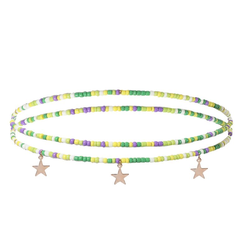 Chaîne de taille en alliage avec perles colorées et motif papillon et smiley pour femme_voghion.com