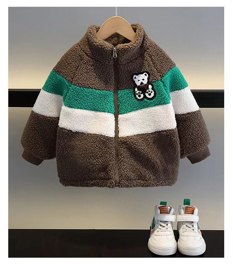 Çocuk Giyim Erkek Çocuk Kapitone Ceket 2024 Yeni Stil Bebek Sonbahar ve Kış Giysileri Üstleri Çocuk Moda Kalın Polar Polar Pamuklu Ceket_voghion.com
