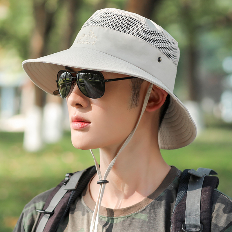 Fisherman Men Spring Summer Wide Brim Outdoor Hiking Foldable Sun Men's Fishing Hat_voghion.com