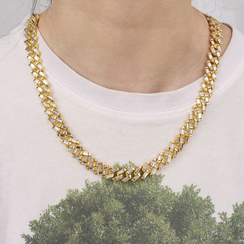 Venta caliente de barra de vidrio con diamantes, joyería cubana, accesorios de hip-hop, collar, cadena de clavícula de moda de Miami_voghion.com