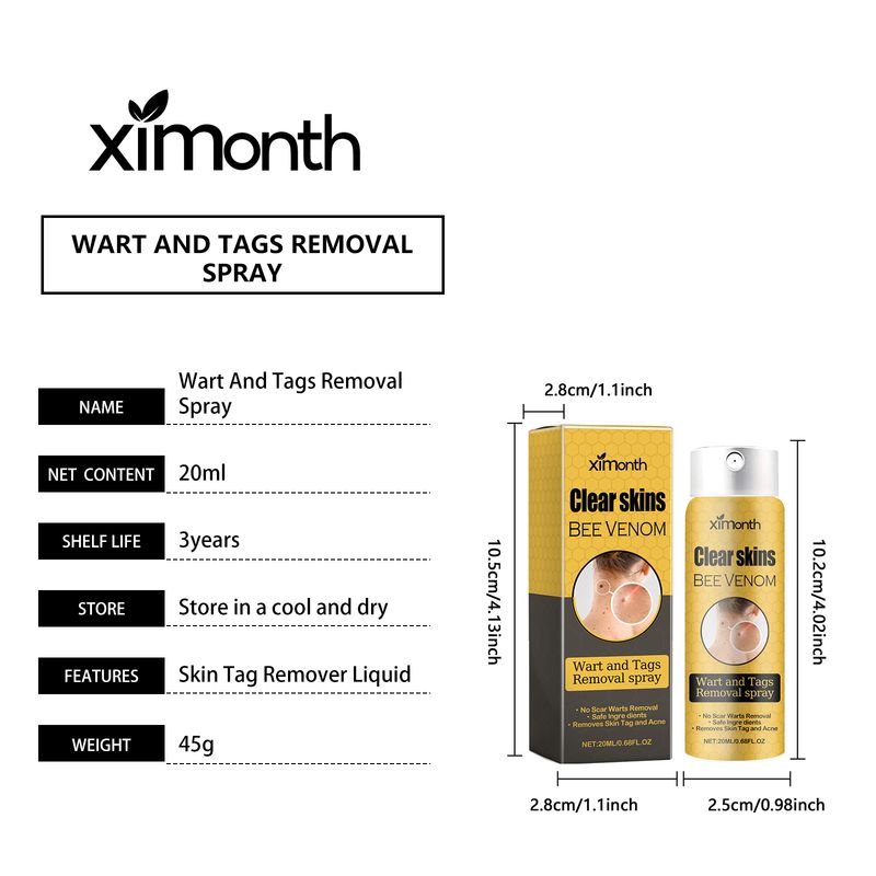 Spray Ximonth pentru îndepărtarea negilor și a alunițelor, curăță și estompează alunițele, spray reparator neted pentru piele_voghion.com