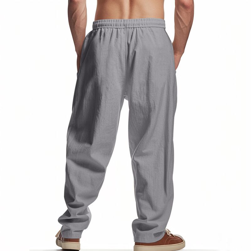Four Seasons Men's Linen Breathable Bohemian Style Loose Wide-leg Hip-hop Casual Sports Pants_voghion.com