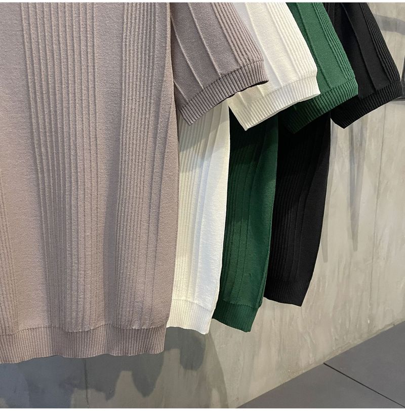 Ropa para hombre, camiseta de punto de manga corta, suéter de verano de seda fina de hielo de media manga para hombre, ropa interior blanca para hombre, parte superior de un solo fondo._voghion.com
