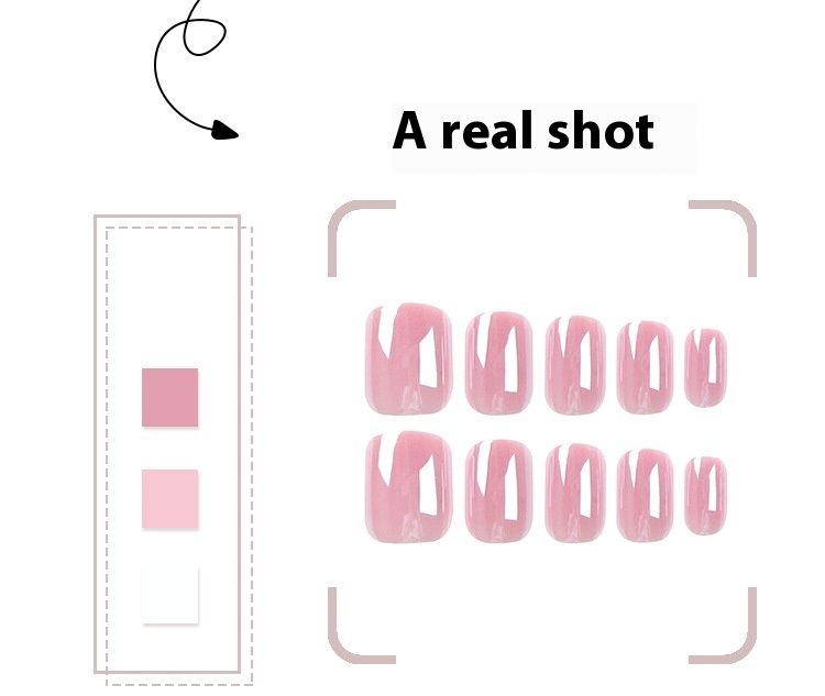 Eenvoudig en effen draagbaar lakje, verwijderbare korte vierkante valse nagelpleisters, druk op de nagels_voghion.com