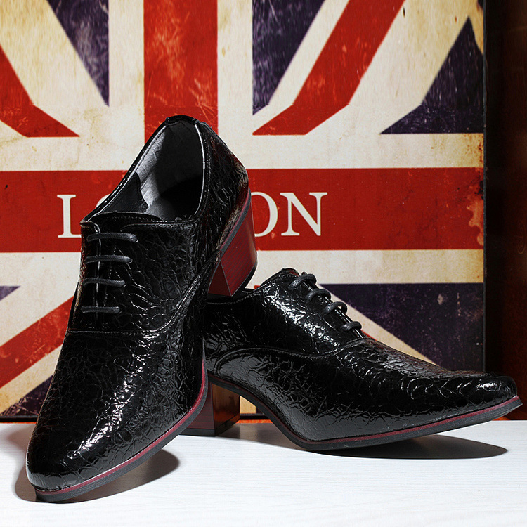 Herrenschuhe, mittelhoher Absatz, Spitze, Retro-Tanzschuhe, spitze, lässige Lederschuhe_voghion.com