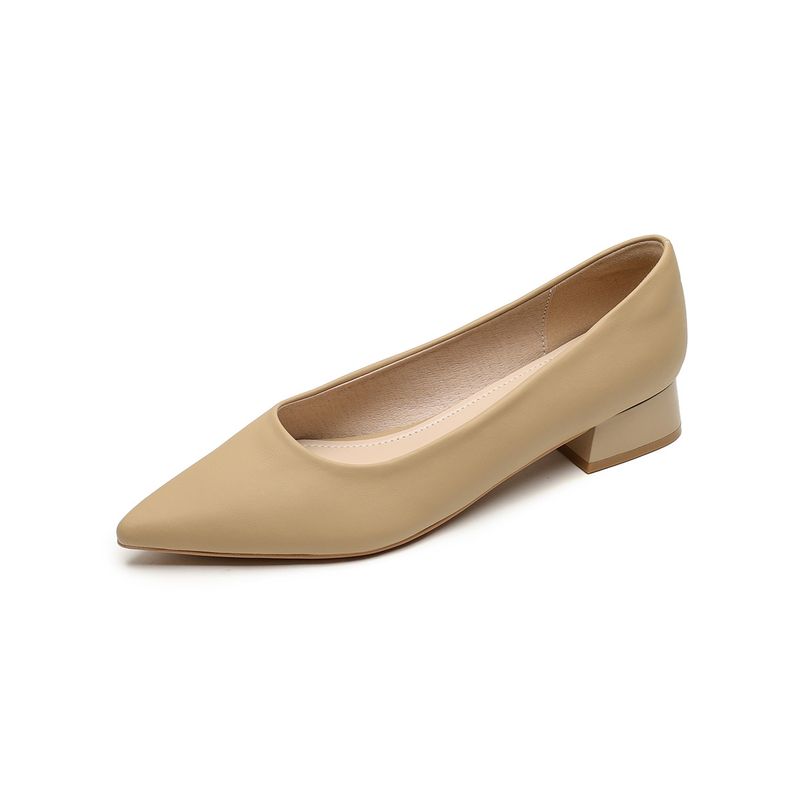 Pointed Single Shoes Women's Light Mouth Thick Heel High Heels One Pedal Black Commuter Work Shoes_voghion.com
