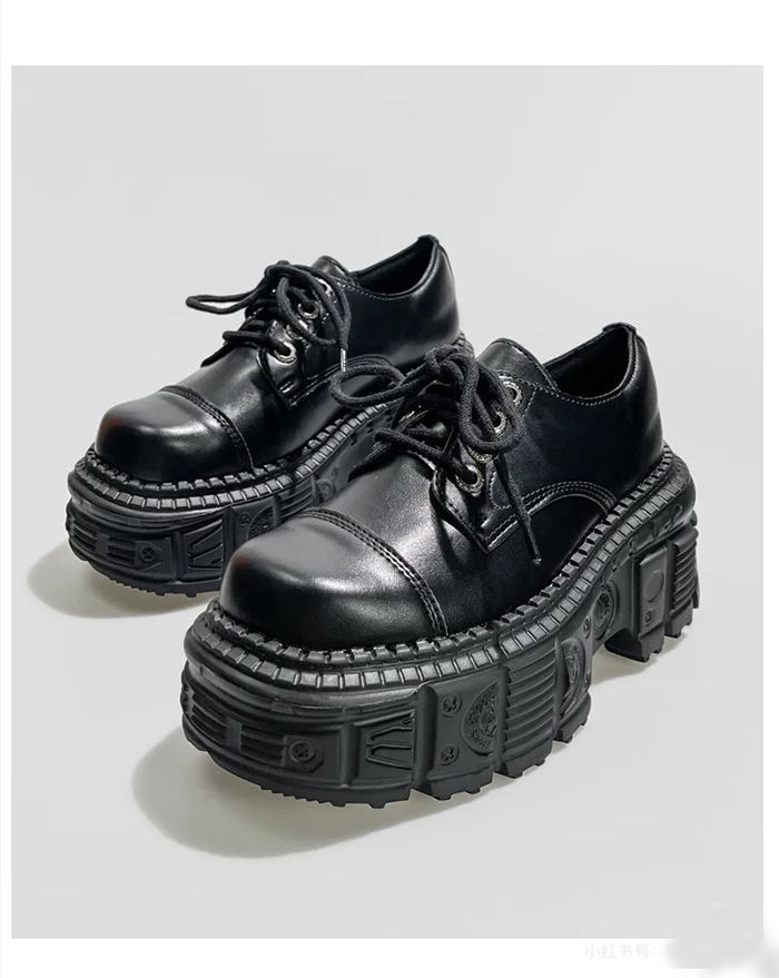 Spanish Trendy Brand Height Increasing Thick Sole Punk Style Dark Big Head Low Top Shorty Leisure Platform Tank Small_voghion.com