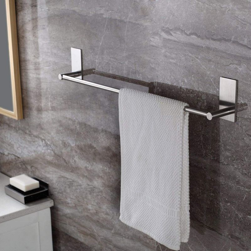 Toallero de acero inoxidable sin perforaciones para baño, con gancho individual_voghion.com