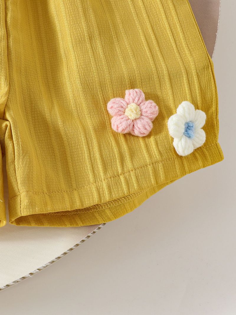 Adorable Floral Print Baby Girl Outfit - Short Sleeve Top & Bow Shorts Set For Summer_voghion.com