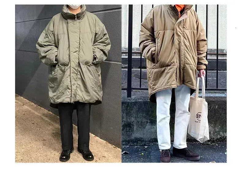 Maden Vintage, giacca imbottita in cotone di media lunghezza, con cappuccio color cachi, giacca da uomo in PCU Level7, classico parka invernale caldo_voghion.com