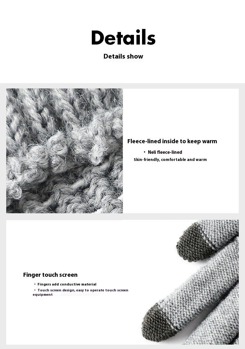 Autumn Winter Touch Screen Men, Thickened Anti Needle Jacquard For Women, Fashionable And Warm Couple Knitted Gloves_voghion.com