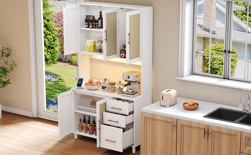 Cucina 183cm con app illuminate a LED, USB, steckdosen, 3 Schubladen_voghion.com