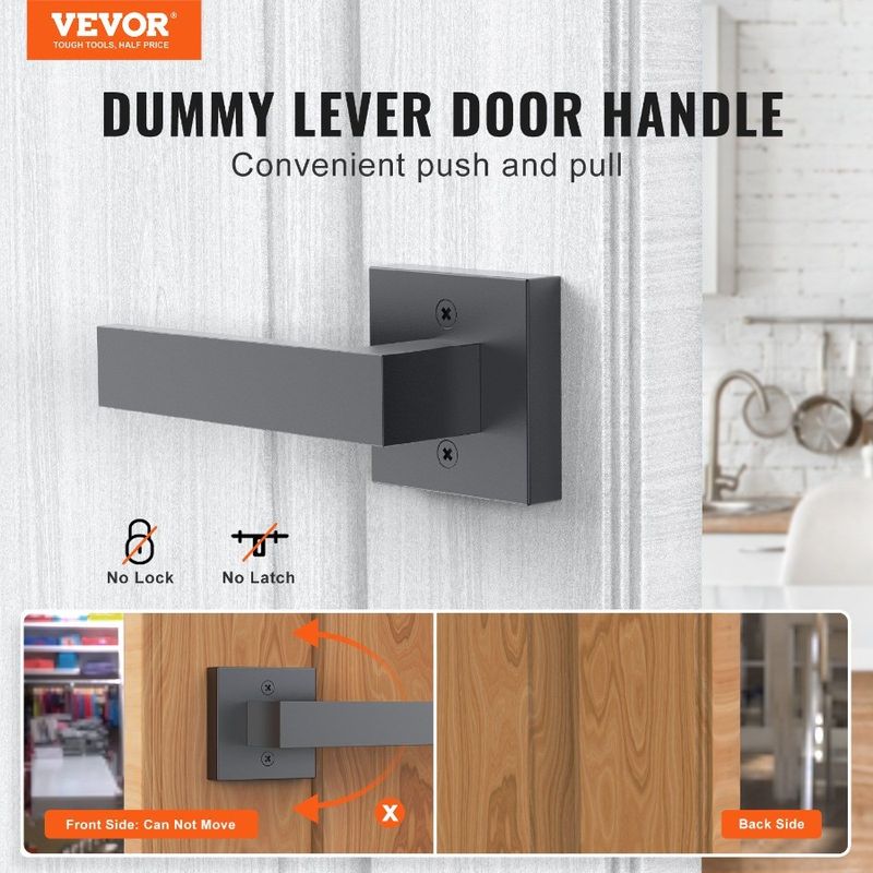 Dummy Door Right Contemporary Pull Reversible Side Lever Door PC Set Left And Lever Square Single Handle NonTurning Push 1 For_voghion.com