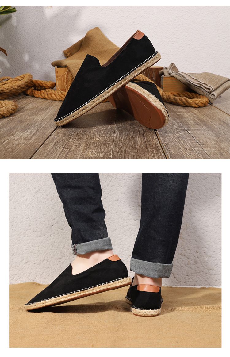 Men's Shoes Slip On Shoes Casual Cloth Shoes Lazy Linen Canvas Lazy Shoes Rope Fisherman Shoes Hand Stitched_voghion.com