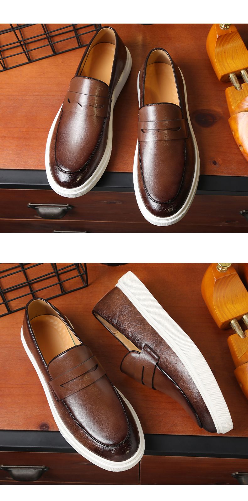 Fashion men's shoes Leather shoes casual board shoes loafers_voghion.com