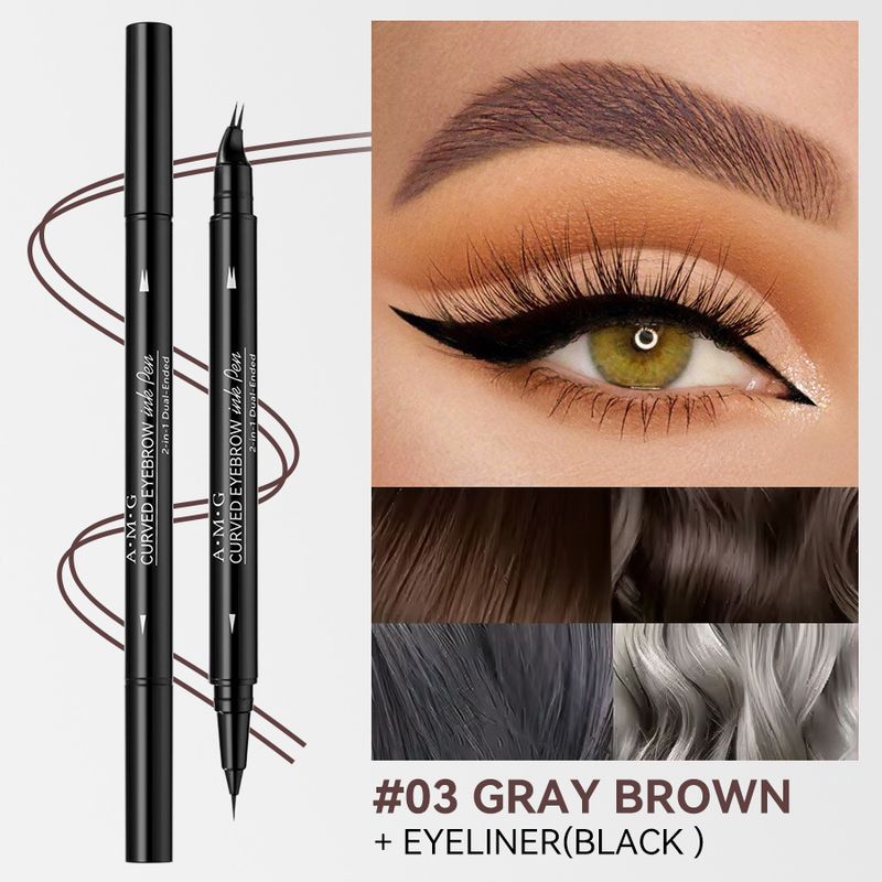 AMG Çift Başlıklı Eyeliner ve Çatal Kaş Kalemi - Suya Dayanıklı, Terlemeye Dayanıklı, Bulaşmaya Dayanıklı, Belirgin Kaş Kalemi_voghion.com