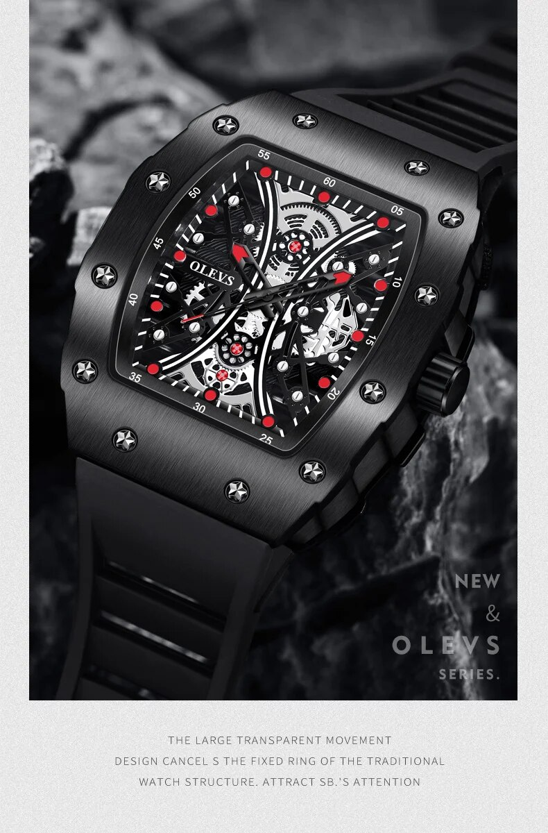 Herrklockor Toppmärke Original Quartz Armbandsur Mode fatformad urtavla Vattentät, självlysande gummibandsur_voghion.com