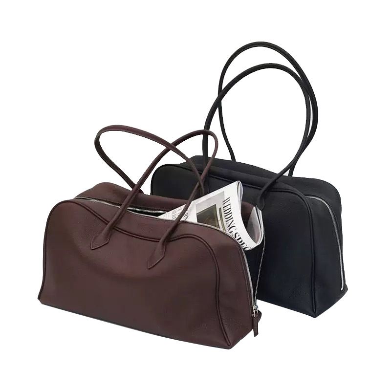 Minimalistischer Stil Leder 2025 New Boston Große Kapazität Kopfschicht Rindsleder Unterarm Tote Schultertasche_voghion.com