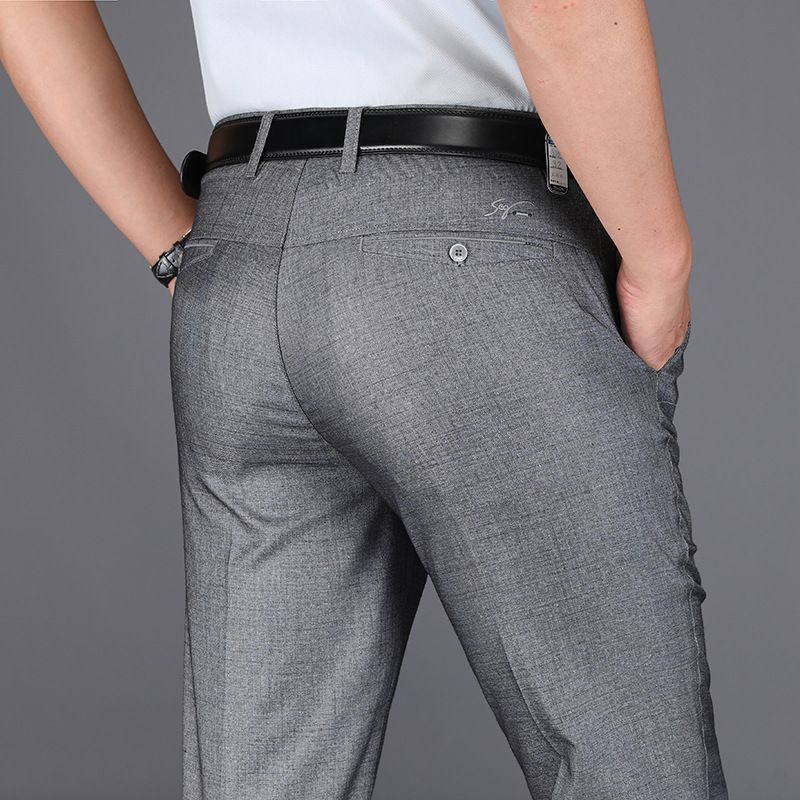 Büyük Beden Erkek Giyim İlkbahar Ve Yaz İnce İş Pantolonları Erkek Büyük Beden Bol Düz Pantolonlar Erkek Büyük Beden Giyim Resmi Giyim_voghion.com