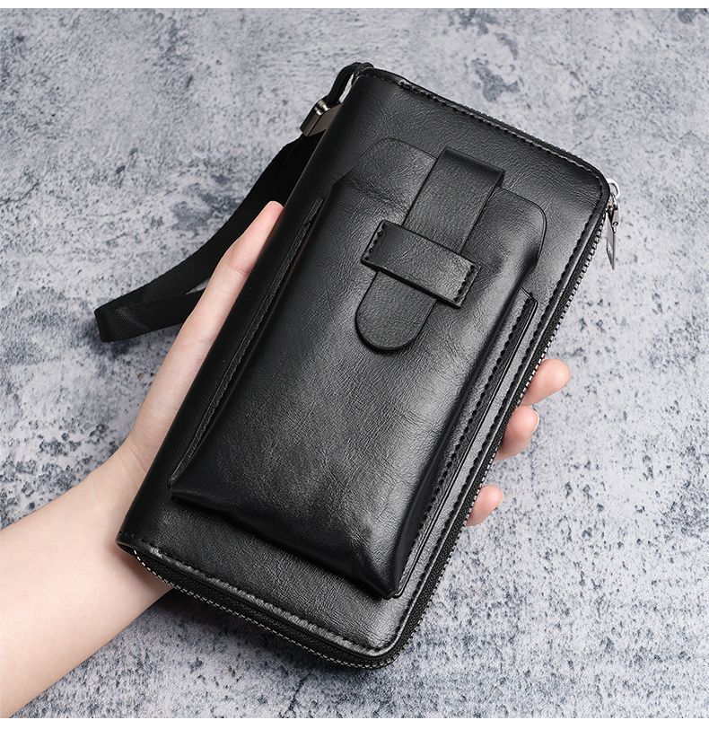 Carteira masculina longa nova carteira multi slots para cartão carteira dois em um zíper empresarial multifuncional bolsa para celular_voghion.com