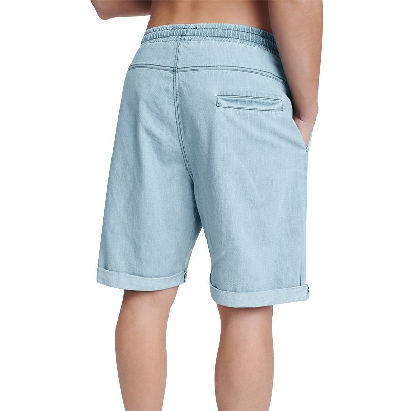 Herren Neue gewaschene einfache Shorts Casual Sports Loose Cotton Denim Fünf-Minuten-Hosen_voghion.com