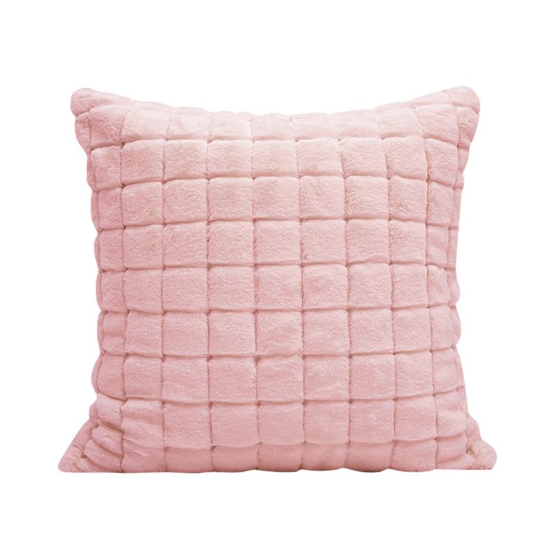 Accessori per la casa Cuscino in pelliccia di coniglio Cuscino per divano da soggiorno Federa in peluche a quadri tinta unita_voghion.com