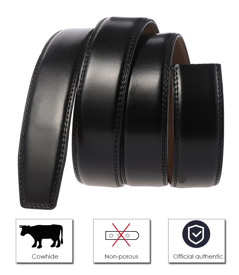 HOT VATLTY Official Authentic Men's Leather Without Buckle 3.0cm Natural Cowhide Non-porous Brown Belt Alloy Automatic 130cm_voghion.com