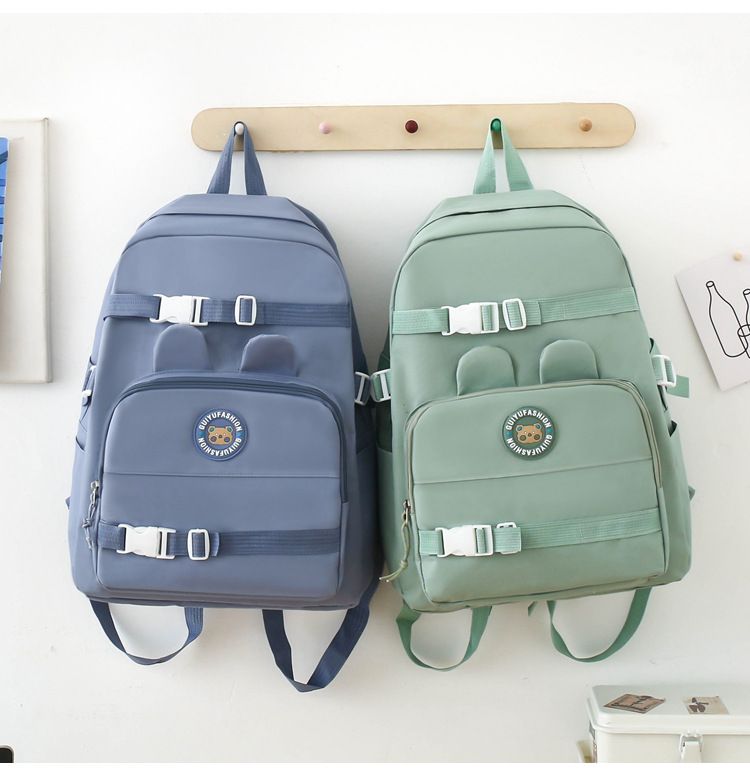 GUIYU Schulrucksack-Set für Kinder – 4-teiliger, leichter Canvas-Bücherrucksack mit atmungsaktiven Trägern, trendigem Buchstabendruck, geräumig für Grundschüler_voghion.com