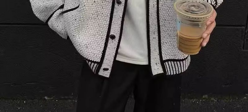 Unisex Knit Cardigan – Oversized Crochet Sweater With Chunky Cable Stitch (M/L/XL/2XL/3XL, Harajuku Streetwear, Polyester Blend, Wrinkle-Free)_voghion.com