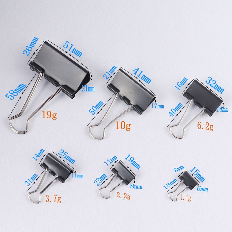 Factory direct sale Black long tail clip metal bill clip multi-specification black dovetail clip office binding clip stationery_voghion.com