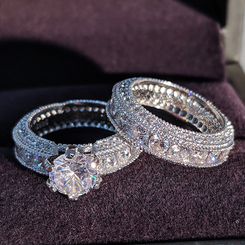 Nuovi arrivi 2025 2024 Nuovo set di anelli di nozze grandi color argento per donne da sposa, fidanzamento, dito, festa, regalo, gioielli di design R4428_voghion.com