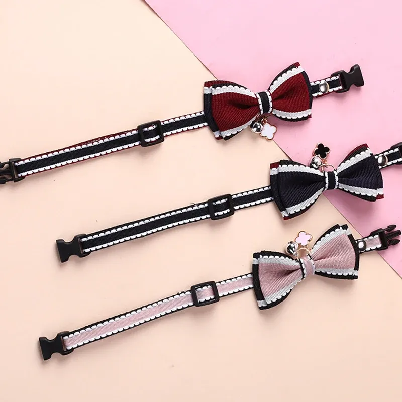 Neues süßes verstellbares Hundehalsband mit Schleifenglocken, Halskette für Katzen, Modeaccessoires, Anhänger für Welpen und Kätzchen, von PawParty Store_voghion.com