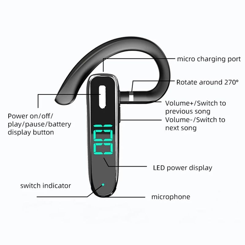 K50 Bluetooth-compatible 5.3 Business Ear-hook Earphone with Mic_voghion.com
