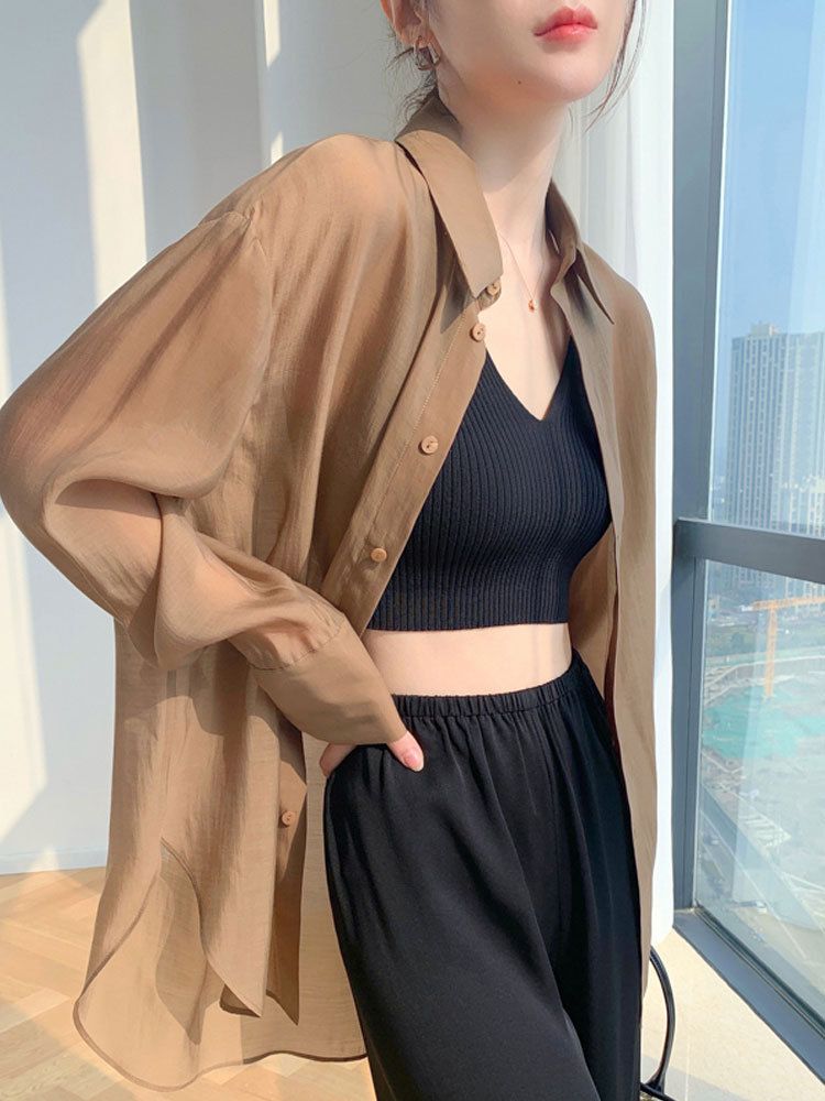 Tencel for women in summer 2024, thin and high-end, new chiffon camisole dress with sun protection shirt on the outside_voghion.com