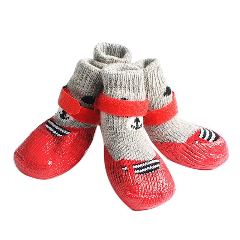 4 st/set Utomhus inomhus Anti-halk silikonsula Pet Hund Valp Katt Stövlar Strumpor_voghion.com
