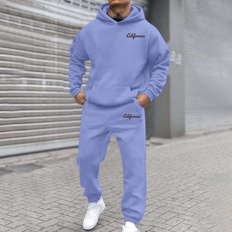 Men's Fleece Hoodie & Jogger Set With 3d Print - Casual Streetwear For Autumn Winter Fashion Trends_voghion.com
