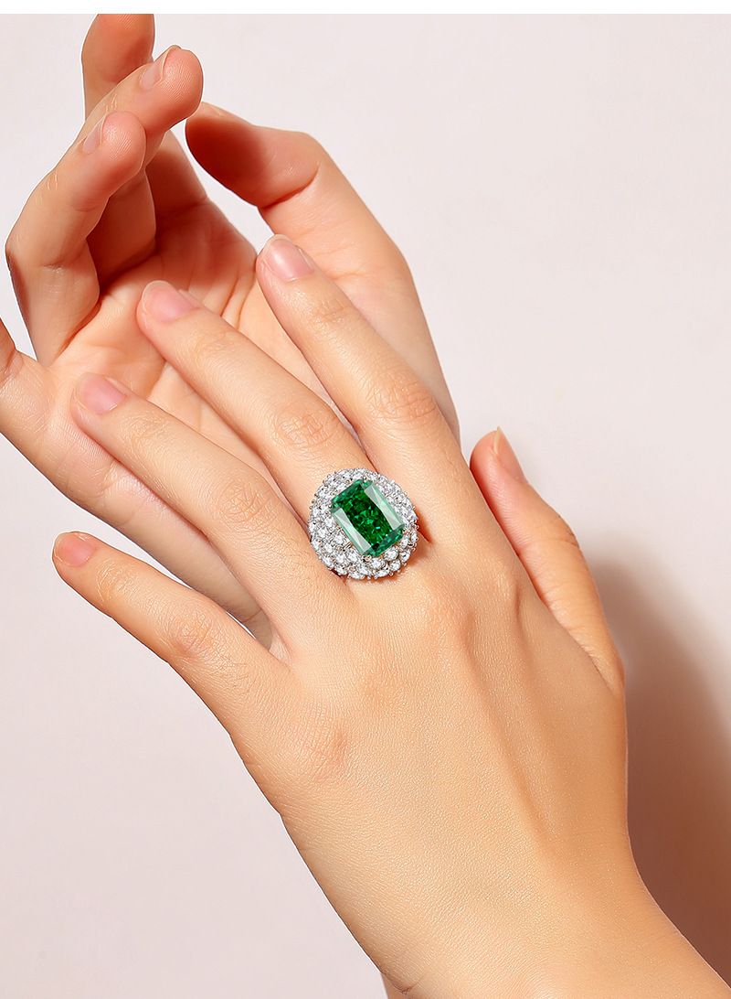 Baifuni Jewelry S Silber Smaragd weibliche Palaibahao Set High Carbon Diamant Ring_voghion.com