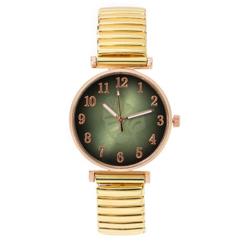 Fashion Leaf Ladies Women's Digital Student Elastic Band Quartz Watch_voghion.com